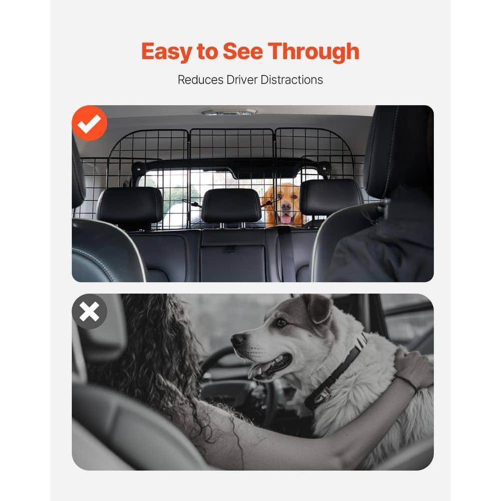 Dog Car Barrier, Adjustable Car Divider for Trunk Cargo Area, Universal-Fit Back Seat Wire Mesh barrier, Furniture Cover