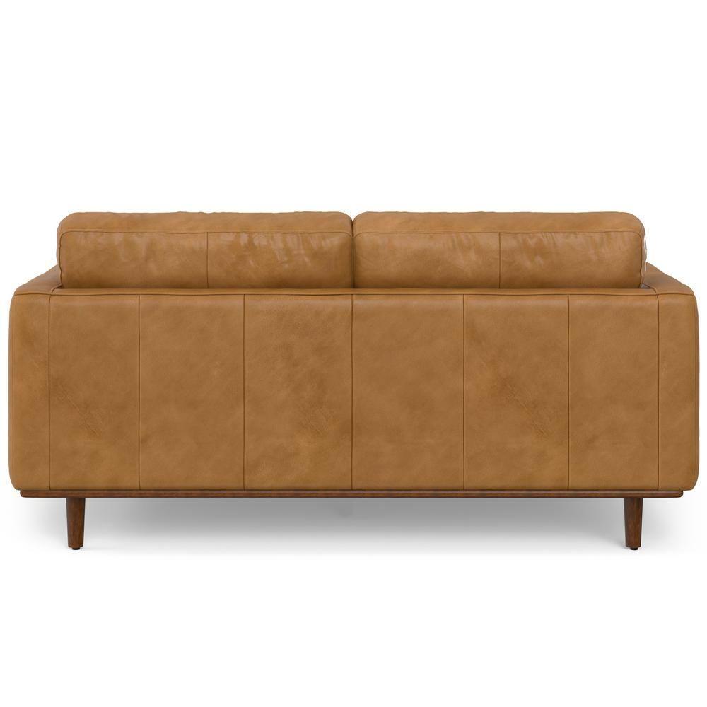 Simpli Home Morrison  Sofa and Ottoman Set in Genuine Leather
