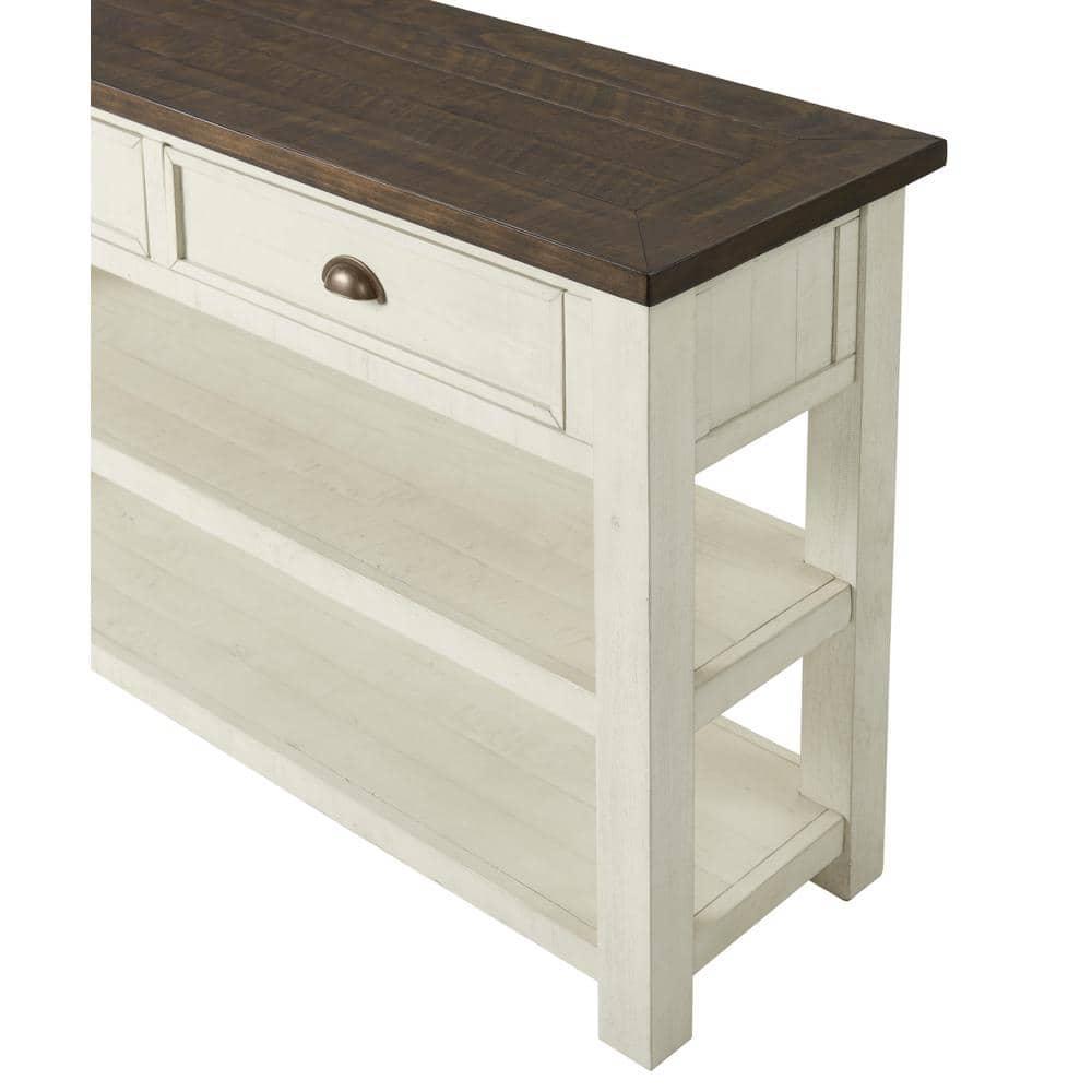 Martin Svensson Home Monterey 50" Sofa Console Table, Cream White and Brown