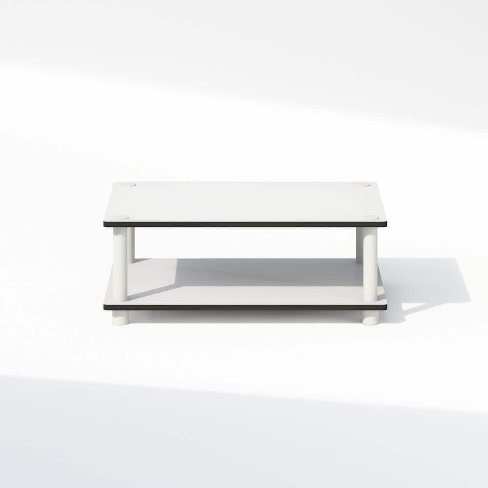 Furinno Just 2-Tier Toolless Multipurpose Printer Stand Display Storage Shelf, White w/White Tube
