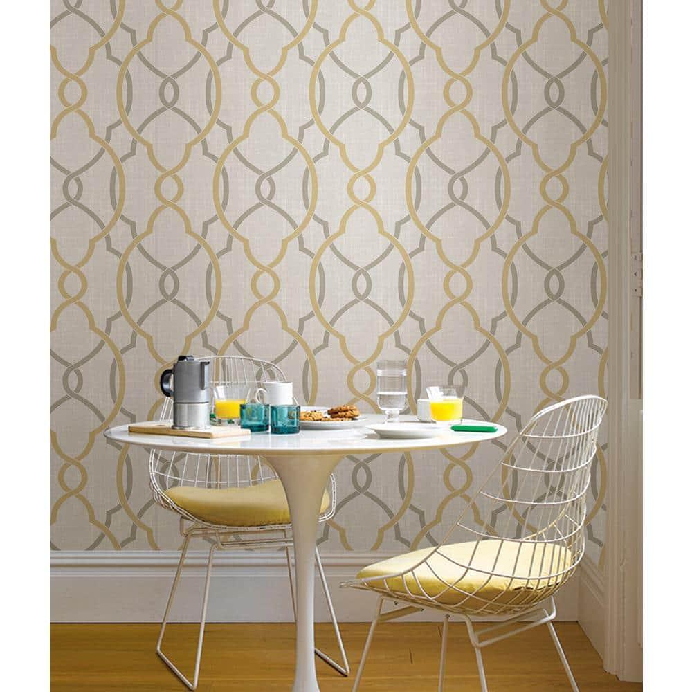 NuWallpaper Papel Tapiz de Vinilo Color Topo y Amarillo Sausalito, 216 X 20,5 Pulgadas, 30,75 Pies Cuadrados.