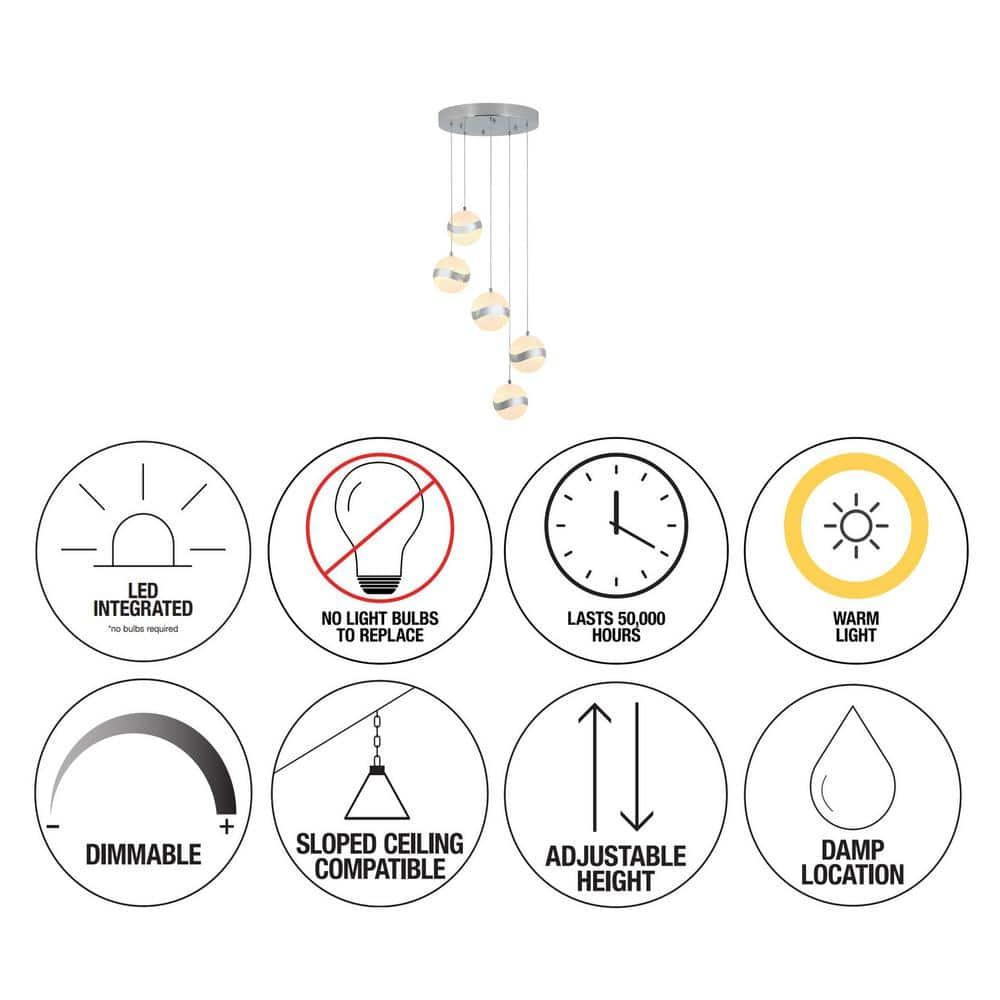 5 - Light Chrome LED Sphere Pendant