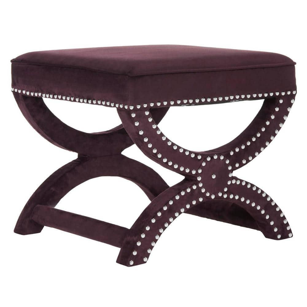 Mystic Ottoman with Silver Nail Heads - Plum - Safavieh