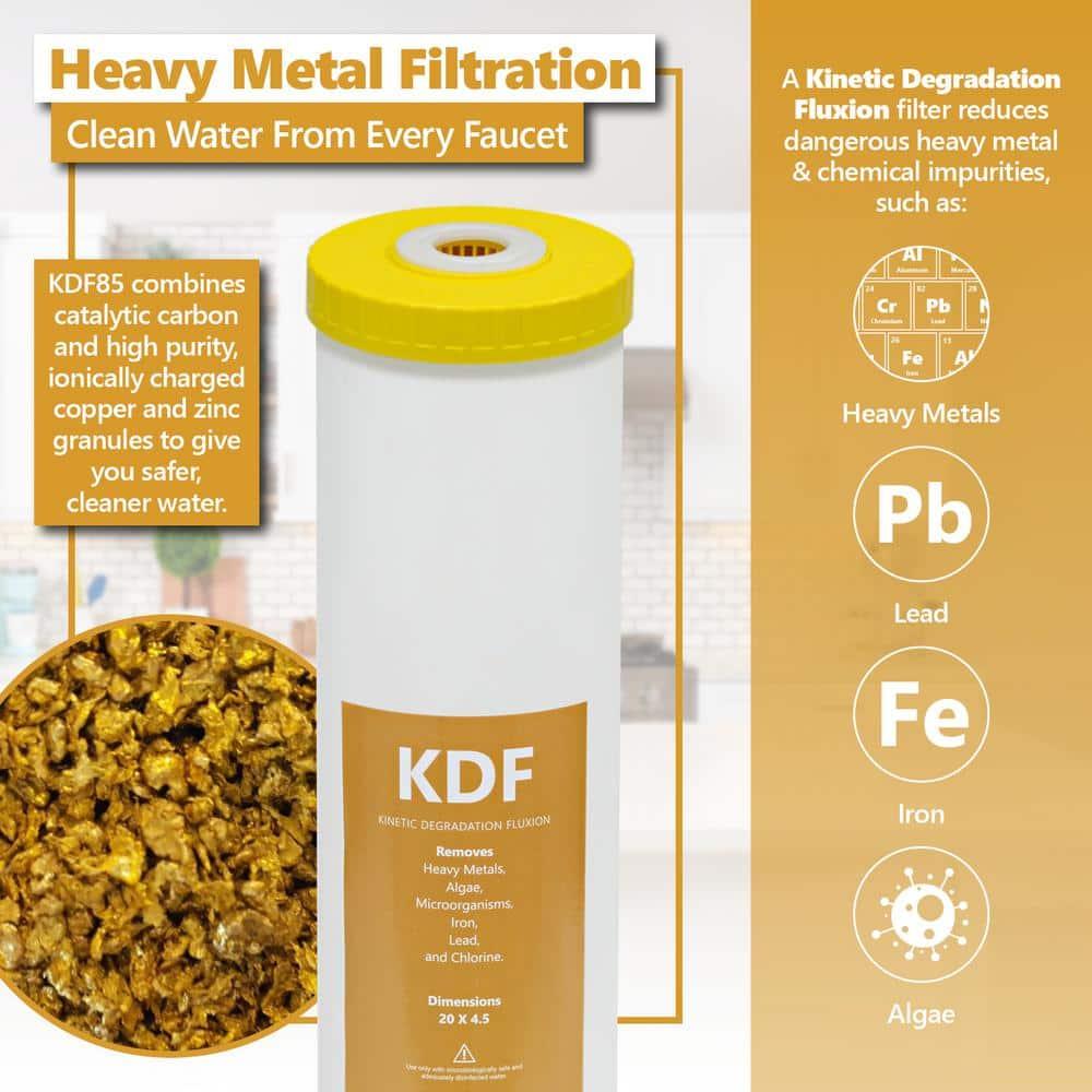 Express Water – Whole House Heavy Metal Water Filter Set – 3 Stage Filtration Replacement Kit – Sediment, Carbon Block, KDF High Capacity Cartridge – 5 Micron – 4.5” x 20” inch