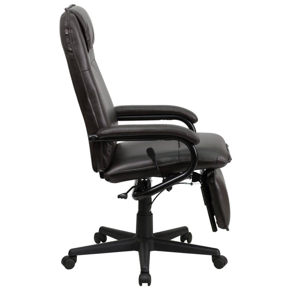 Flash Furniture High Back Brown LeatherSoft Executive Reclining Ergonomic Swivel Office Chair with Arms
