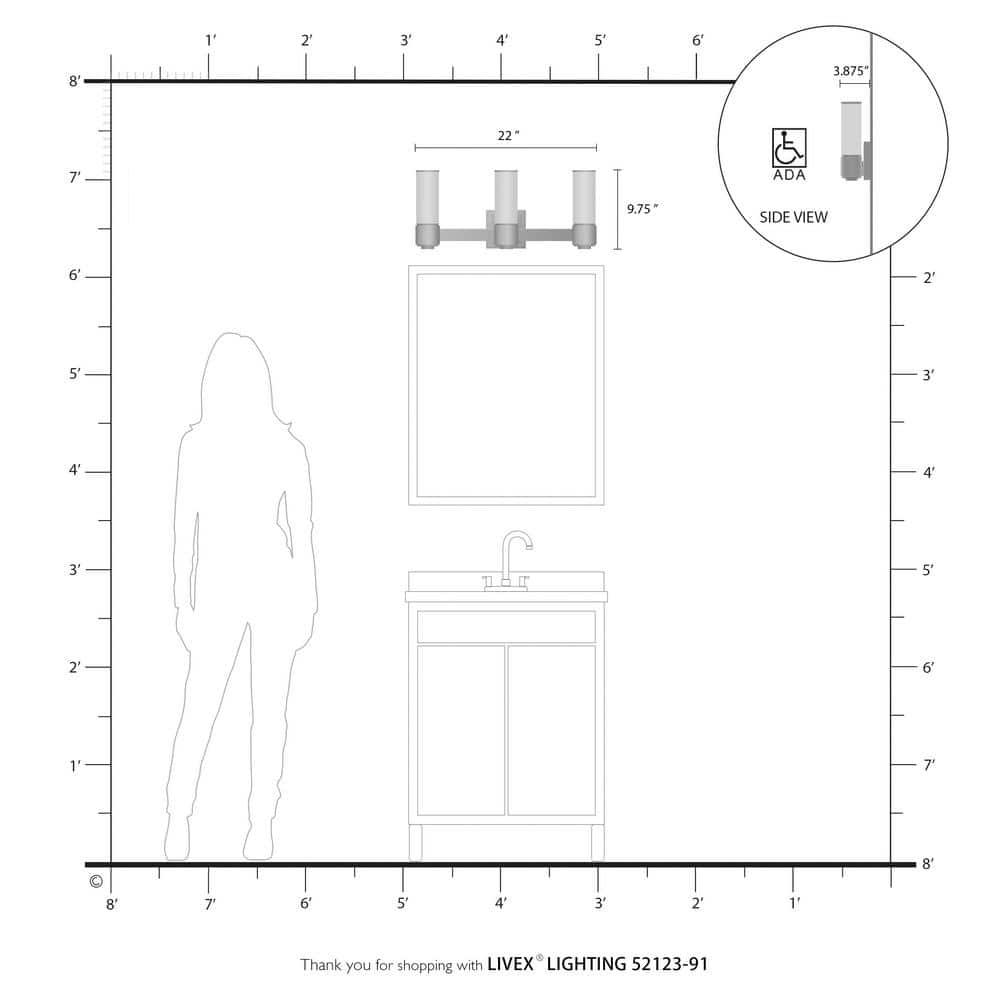 Livex Lighting Weston 3 - Light Vanity in  Brushed Nickel