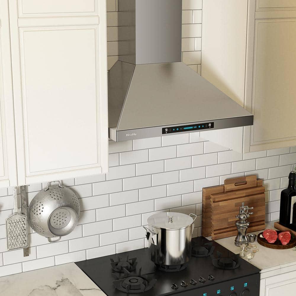 30 in. 900 CFM Convertible Wall Mount Range Hood in Stainless Steel with LED Lights, Carbon Filters and Touch, Gesture