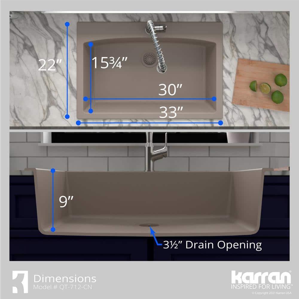Karran Karran Drop-in Quartz Composite 33'' X 22'' 1-Hole Single Bowl Kitchen Sink QT-712-CN