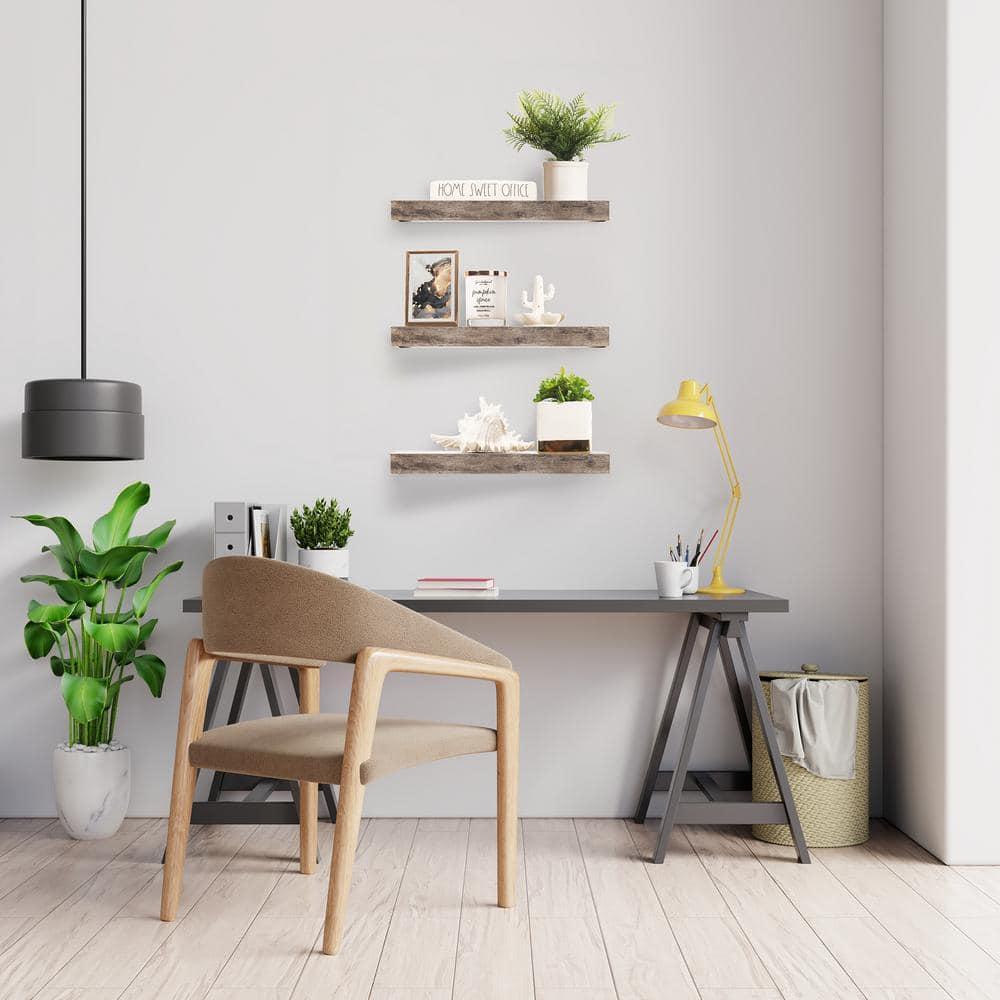 3 Pack 16 Inch Sorbus Rustic Floating Shelves - for Bedroom, Kitchen, Living Room, Office - Floating Shelf for Trophies, Books, Frames, etc