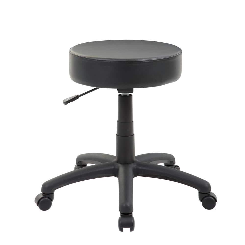 Boss Office Products Dot Faux Leather Swivel Drafting Stool in Black