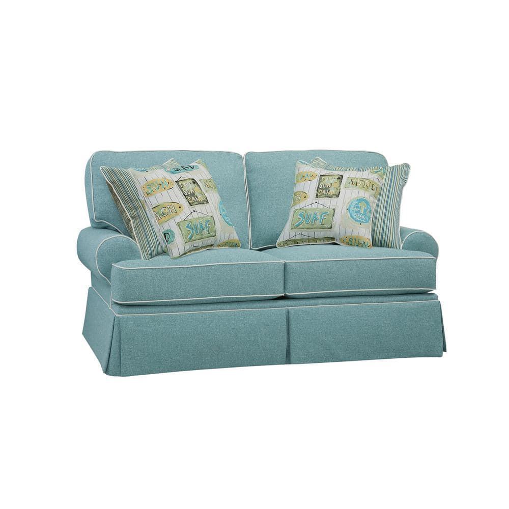 American Furniture Classics Model 8-020-S275A Coastal Aqua Series Loveseat with Four Accent Pillows