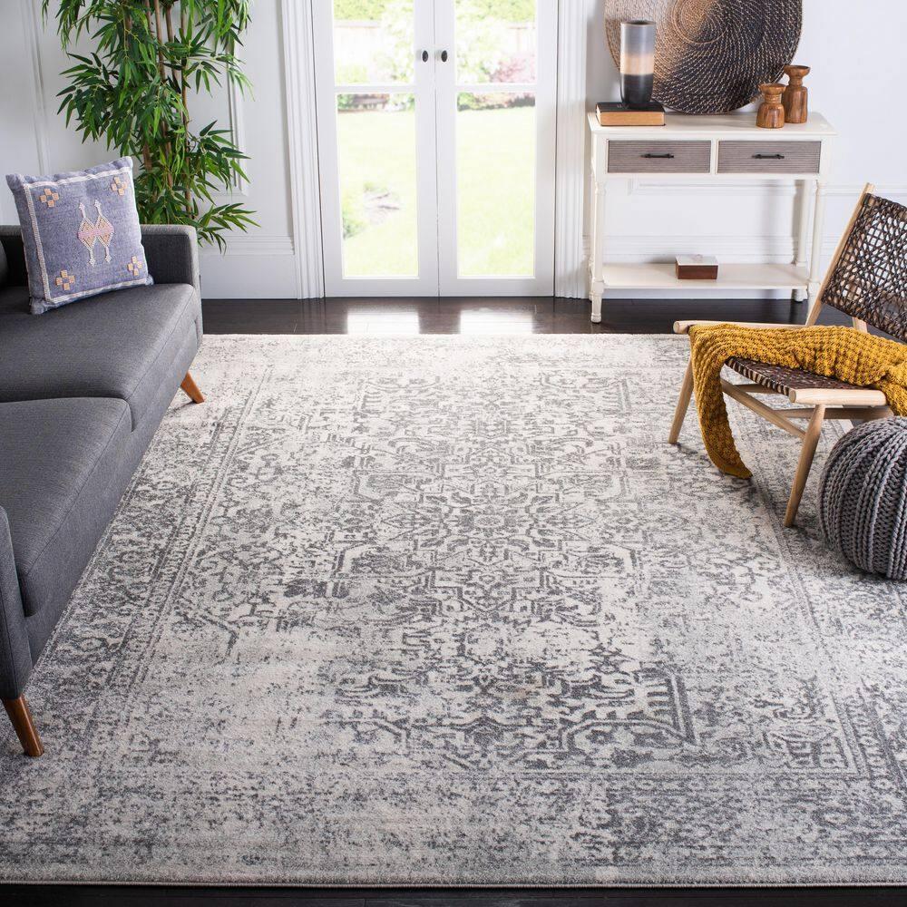 SAFAVIEH Evoke Trena Floral Area Rug, Ivory/Grey, 9' x 12'