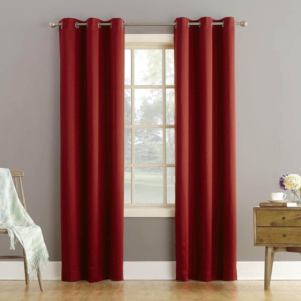 40"x84" Sun Zero Room Darkening Lazlo Grommet Curtain Panel Brick Red: Modern, Energy Efficient, Noise Reduction