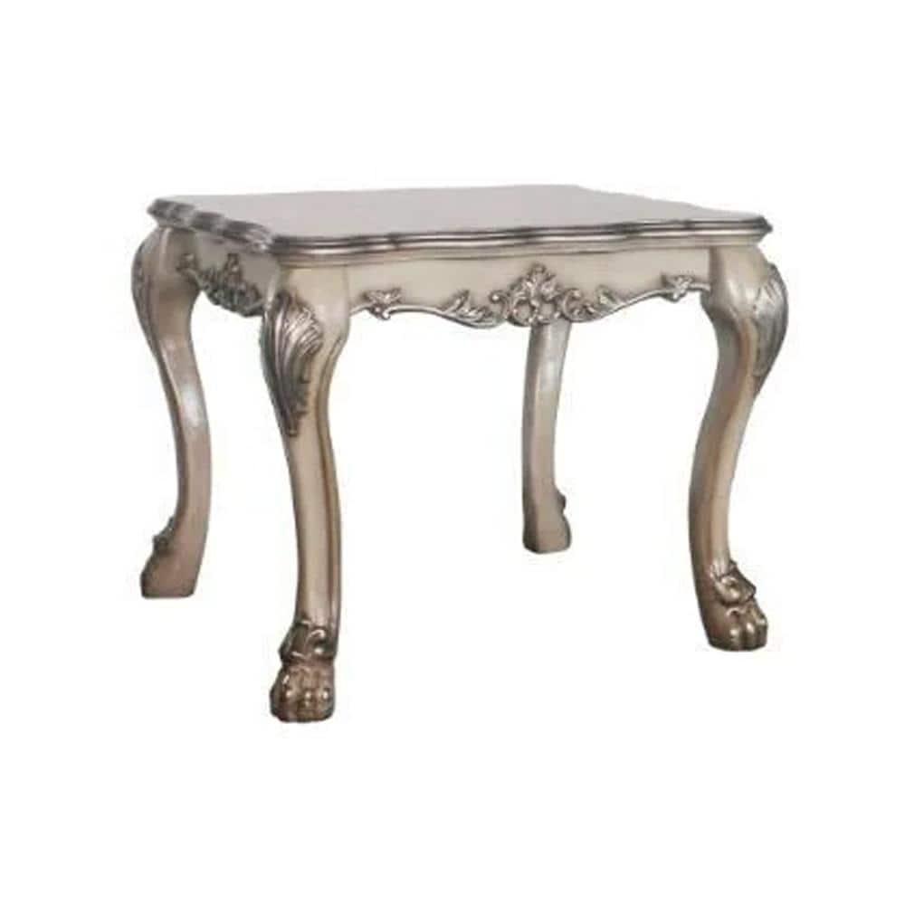 28" Dresden Coffee Table Vintage Bone White - Acme Furniture: Claw Feet, Carved Details