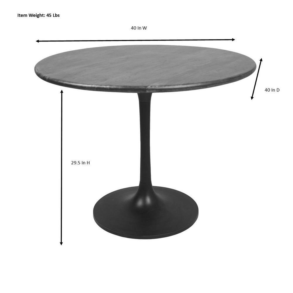 Carolina Classics Alden Wood Top 40" Round Dining Table in Elm and Antique Gold