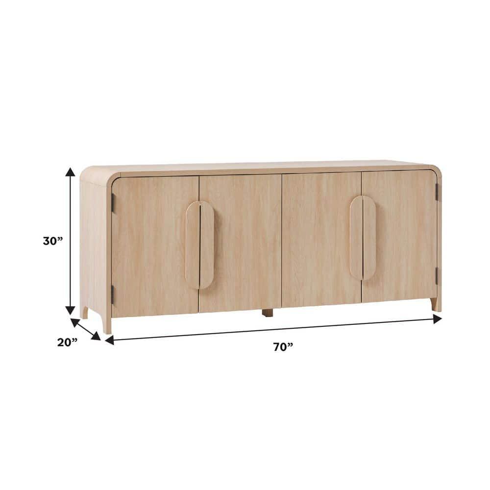 Modern Curved 70" Buffet Sideboard and TV Stand for up to 80" TV Coastal Oak