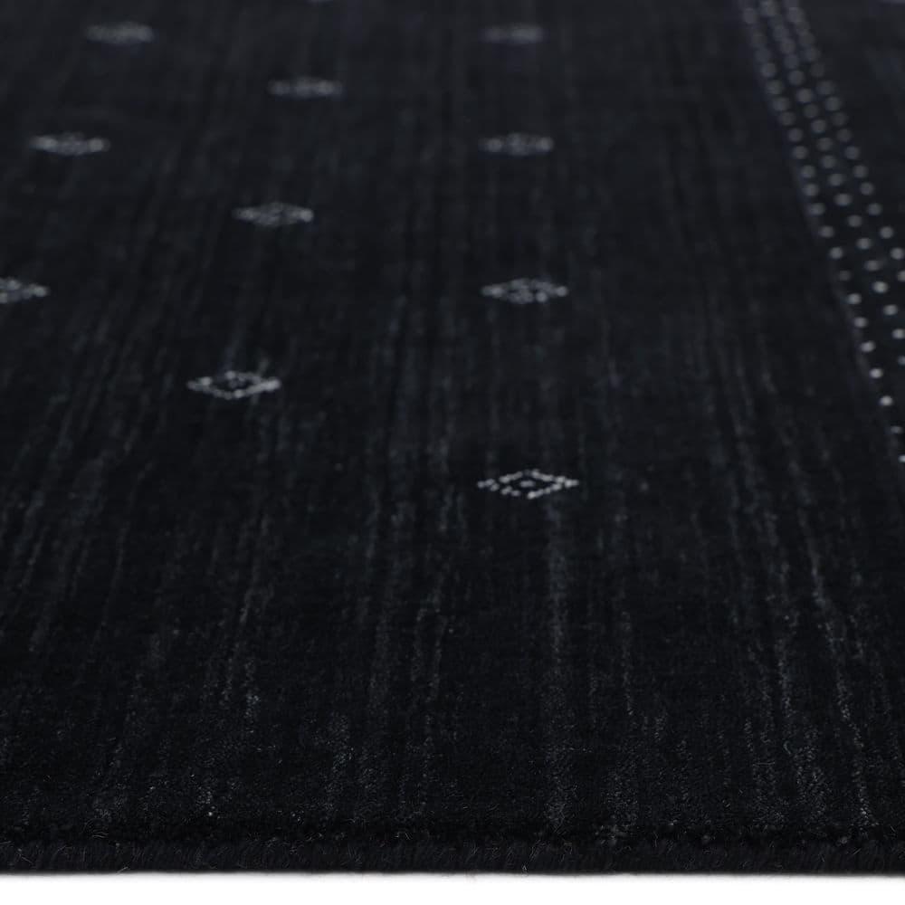 Veruca Hand-Knotted Black Wool Geometric 10' x 14' Area Rug