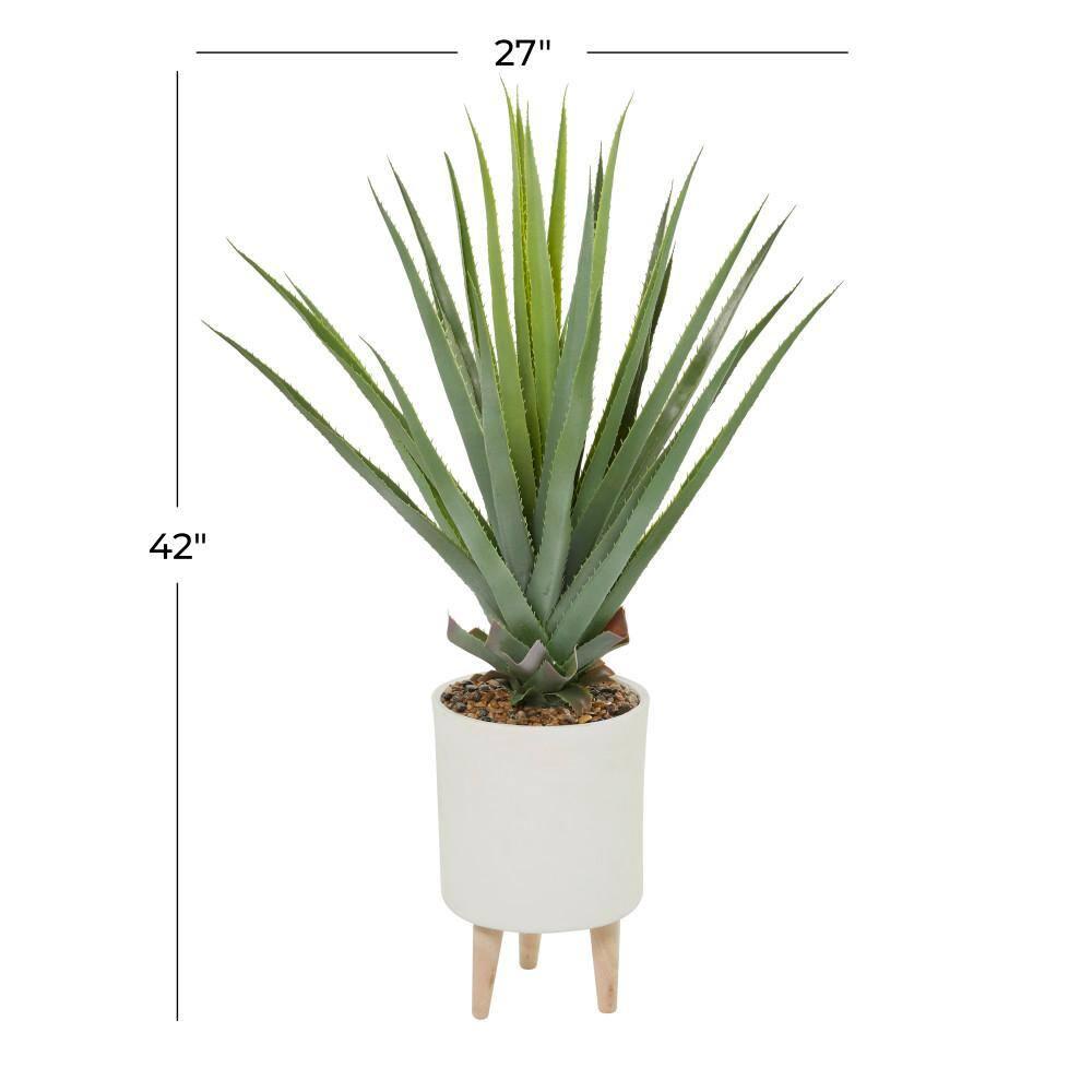 DecMode 42" Artificial Agave Plant in Realistic Leaves and White Ceramic Pot