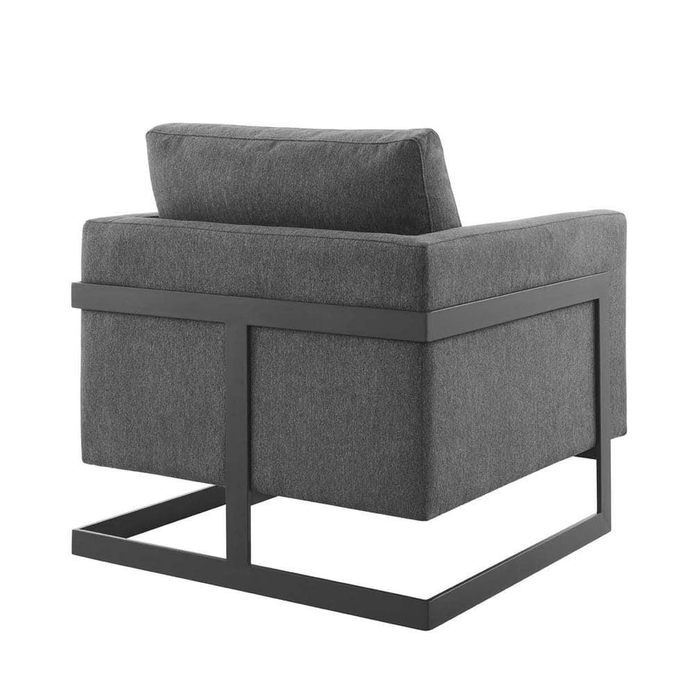 Modway Posse Upholstered Fabric Upholstered Accent Chair in Black and Charcoal