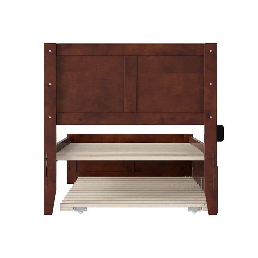 AFI Canyon Walnut Solid Wood Platform Bed with Matching Footboard & Twin Trundle, Twin