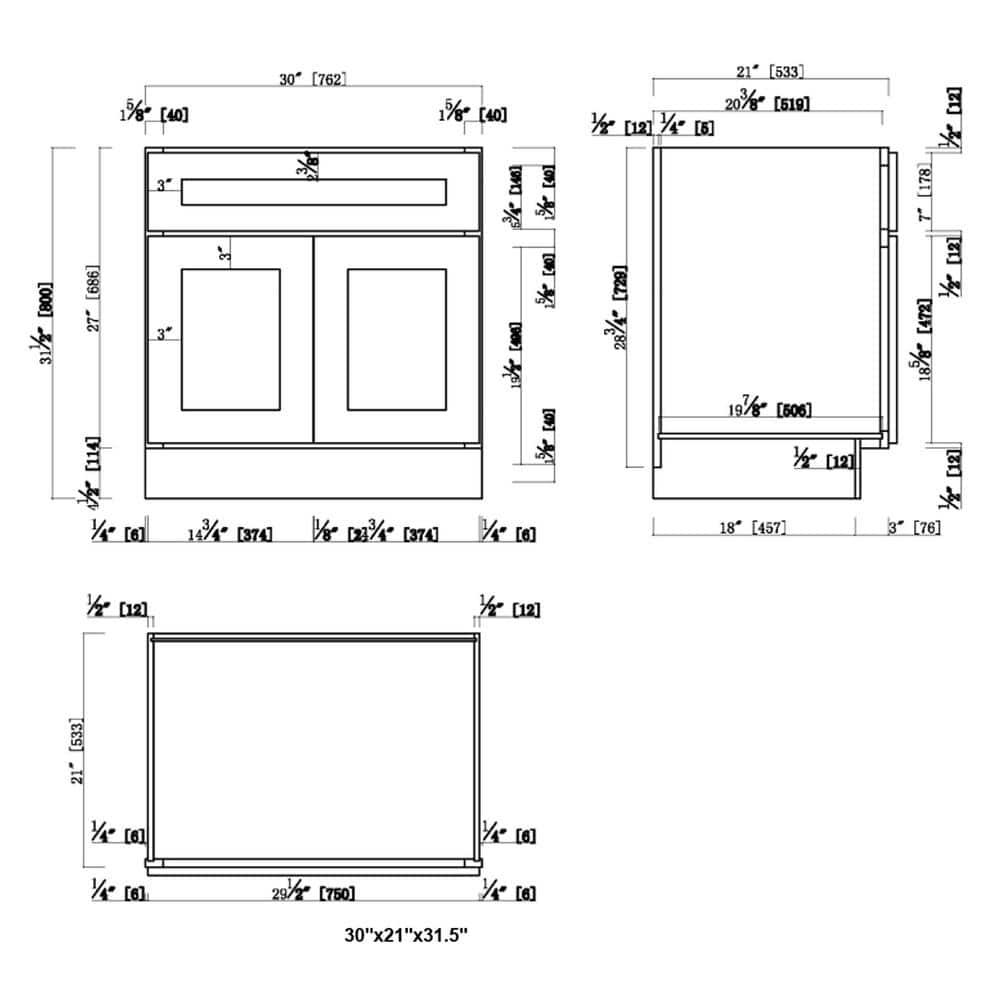 Brookings 30 Inch Bathroom Vanity, Ready to Assemble, Solid Wood, Sherwin Williams – Design House, 587089