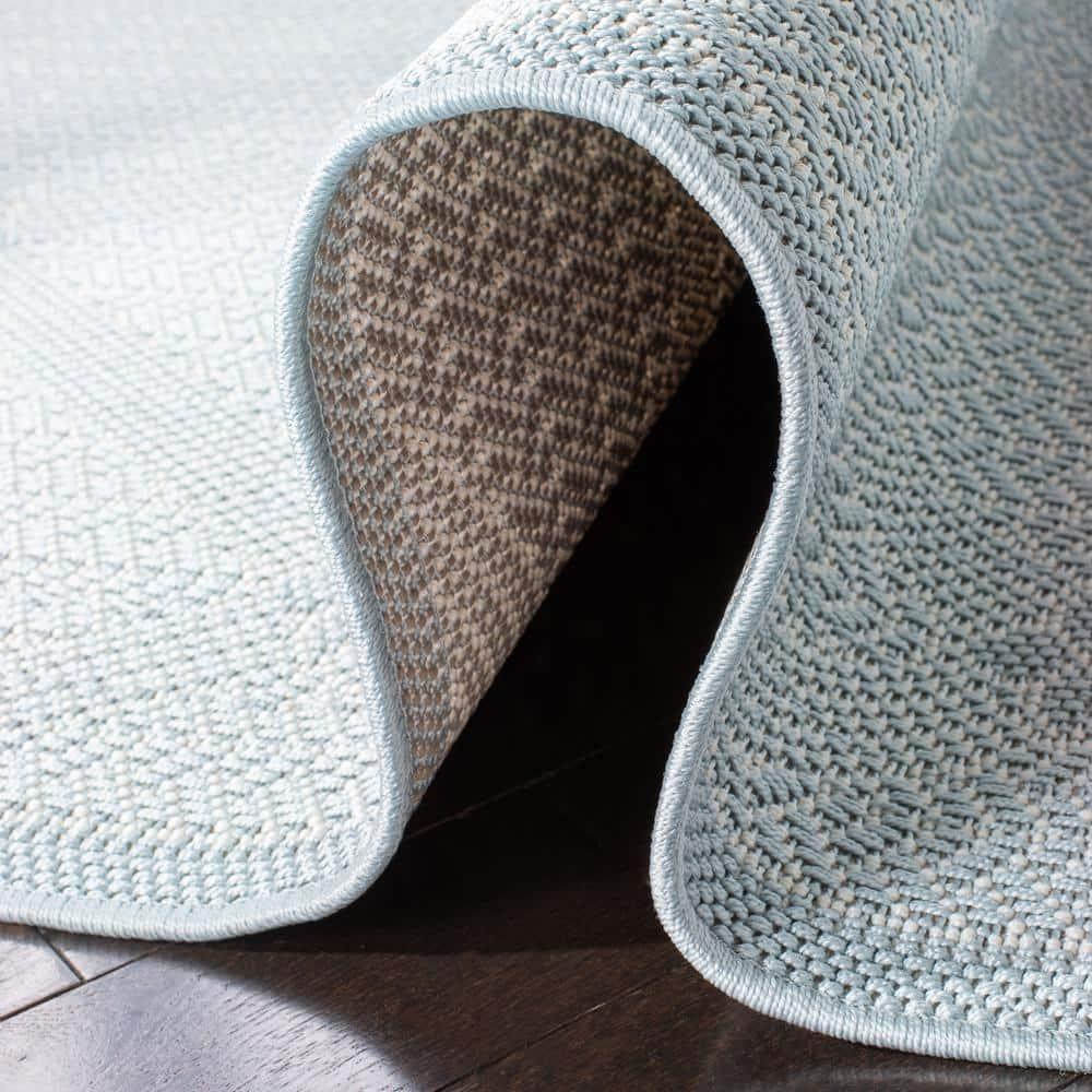 Bermuda BMU811 Machine Washable UV & Stain Resistant Non-Shedding Power Loomed Indoor/Outdoor Area Rug - Light Blue/Ivory - 6'7"x6'7" - Safavieh