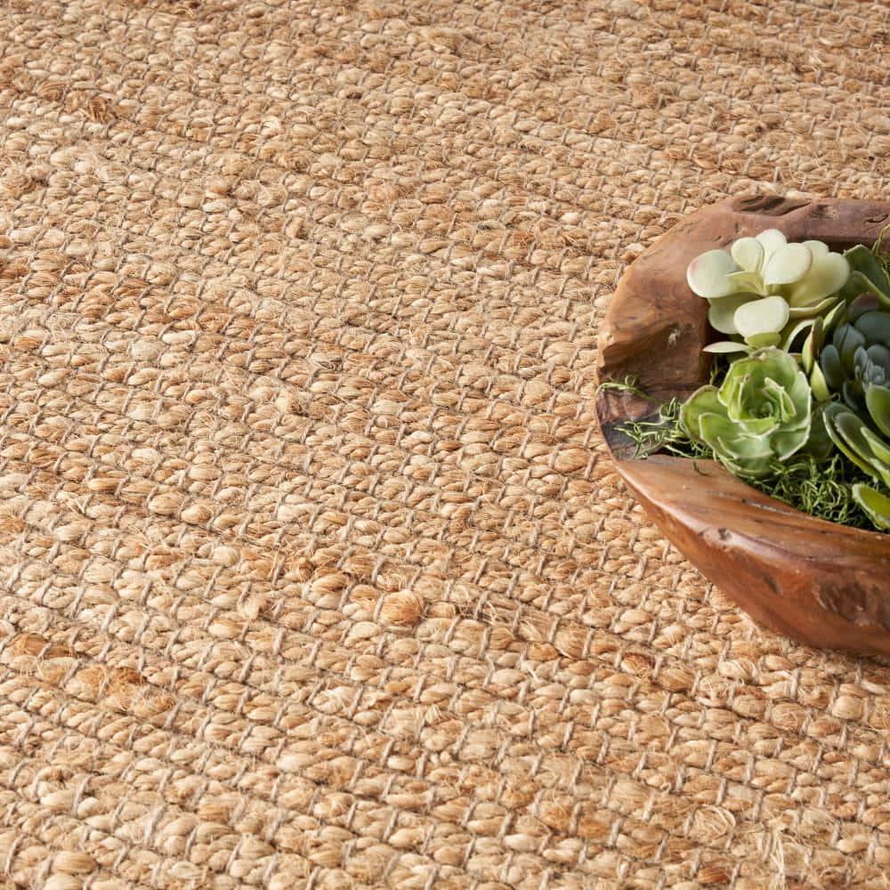 Nourison Farmhouse Natural Jute Flatwoven Rug Natural 5' x Square