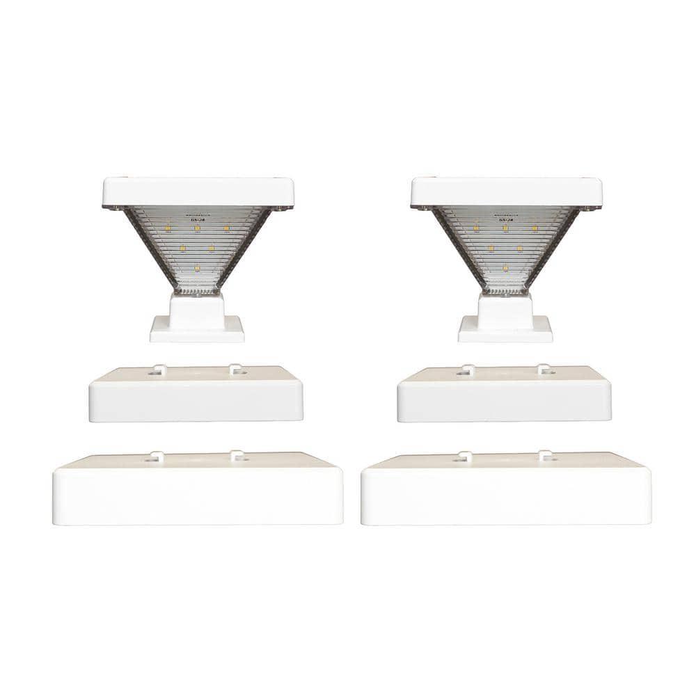 Gama Sonic Luxor Black 4x4 and 5x5 Solar LED Deck Post Cap Light with Warm White and Hi/Lo Mode for Backyard and Wood Fence(2-Pack) (Set of 2)