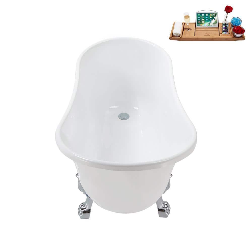 Streamline Bath 51.2'' x 25.6'' Freestanding Soaking Acrylic Bathtub N373CH-IN-CH