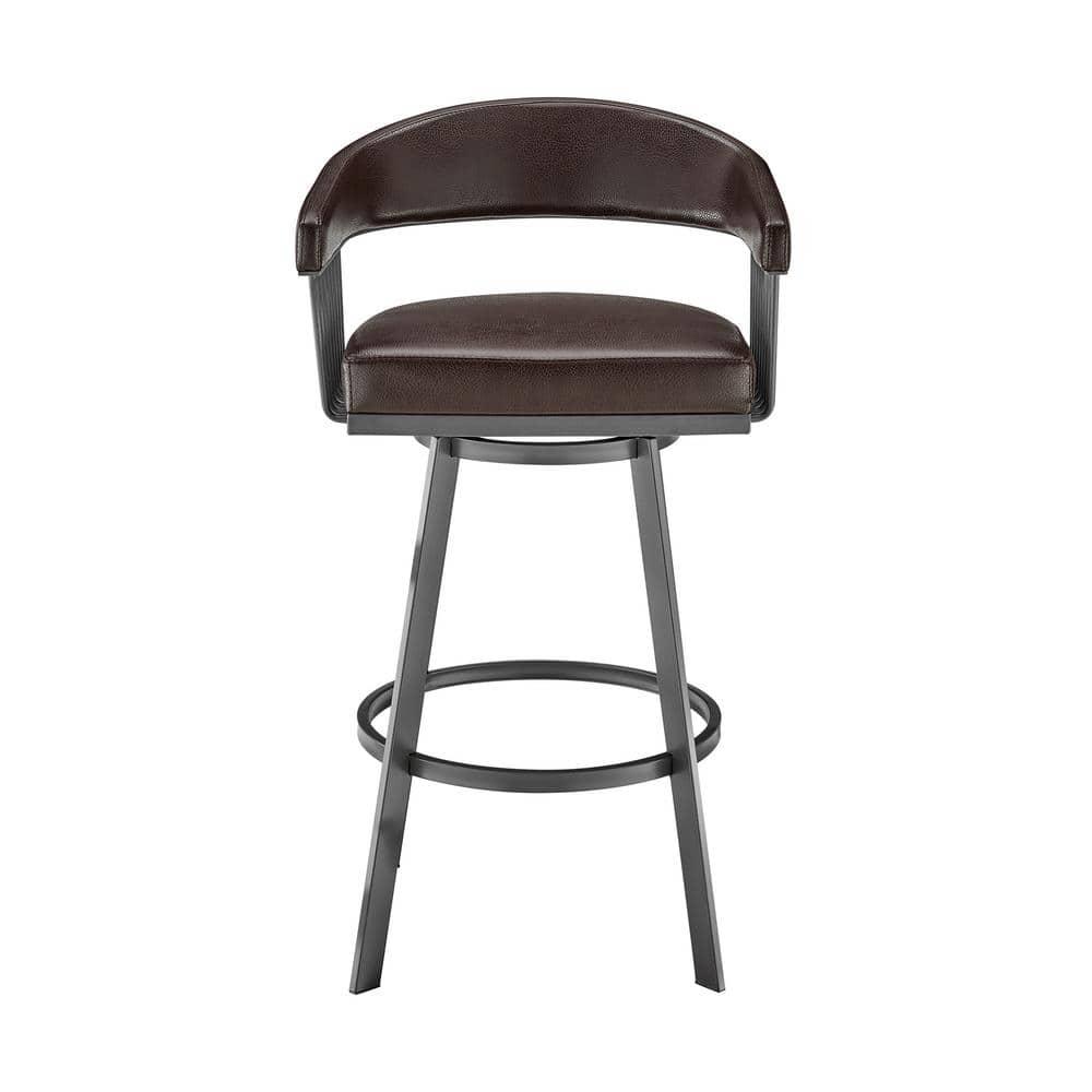 26 in. Chelsea Counter Height Swivel Bar Stool in Java Brown Finish & Chocolate Faux Leather