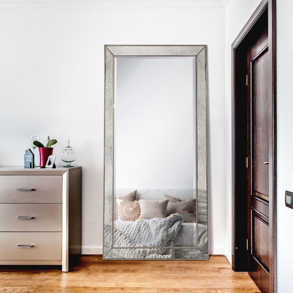 Empire Art Direct Champagne Bead Beveled Rectangle Solid Wood Framed Wall Mirror Ready to Hang, Living Room, Bedroom ＆ Office, 80" x 40"