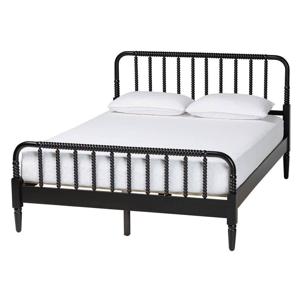 Baxton Studio Braith Farmhouse Black Spindle Wood Queen Size 4-Piece Bedroom Set