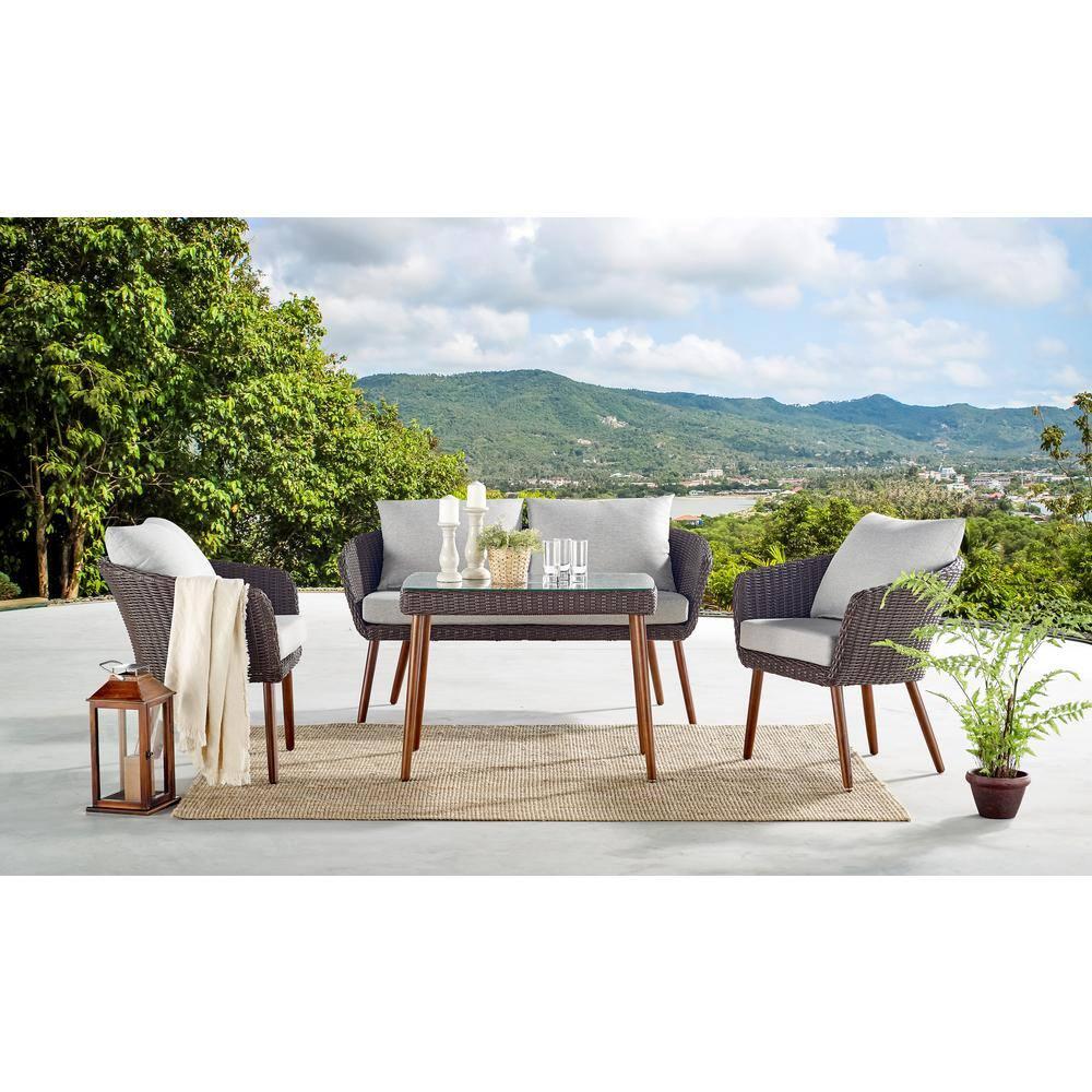 All-Weather Wicker Athens Outdoor Cocktail Table Brown - Alaterre Furniture