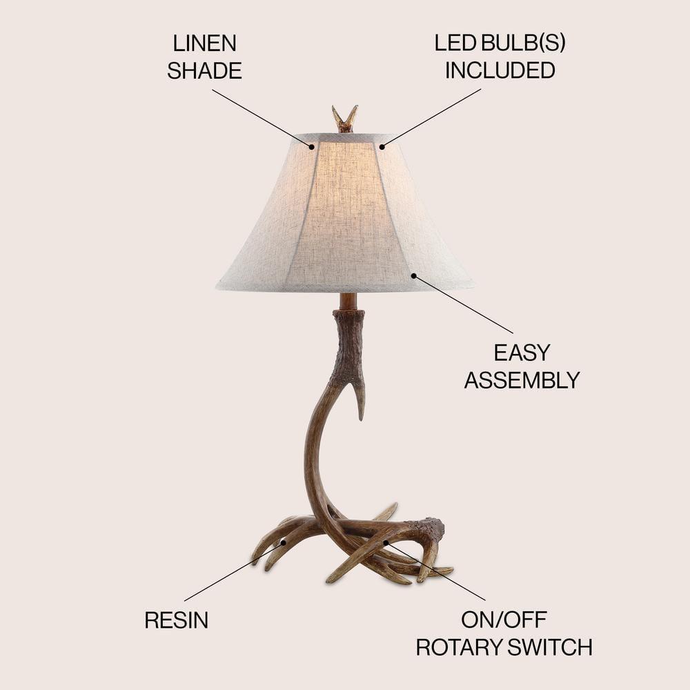 JONATHAN Y JYL6305A Antler 27.5" Rustic Resin LED Table Lamp, Traditional for living room, dinning room, bedroom, office Bulb Included, Brown