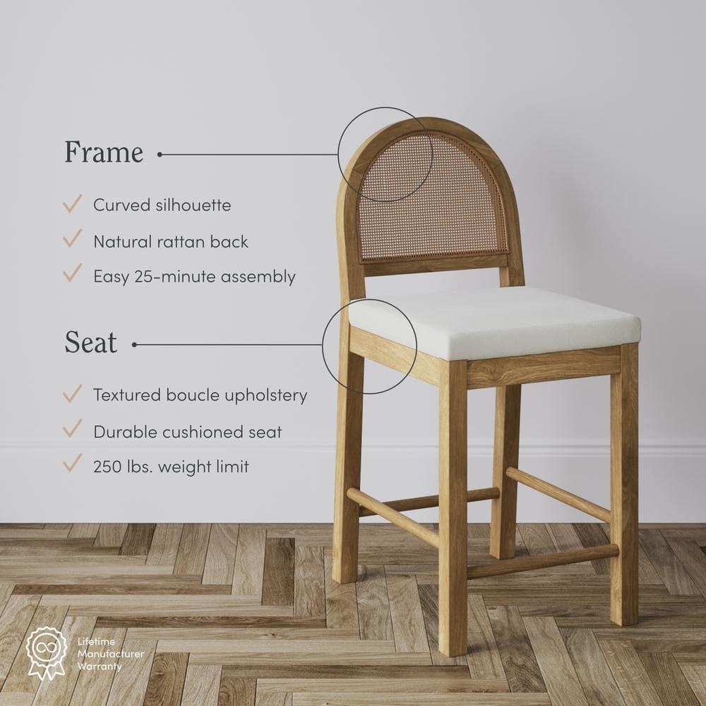 Nathan James Bailey Upholstered Counter Stool with Solid Wood Frame
