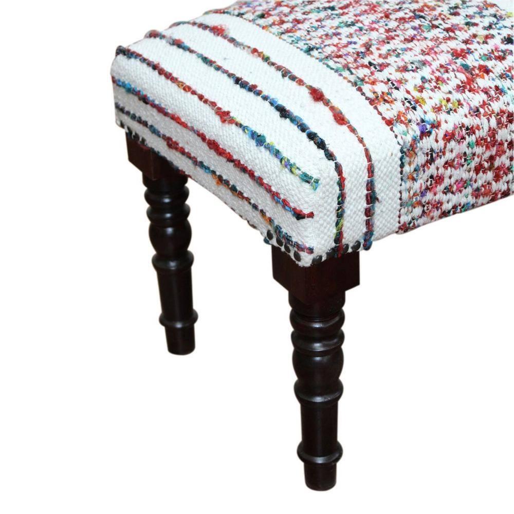 Colorful Chevron and Striped Chindi Bench with Storage