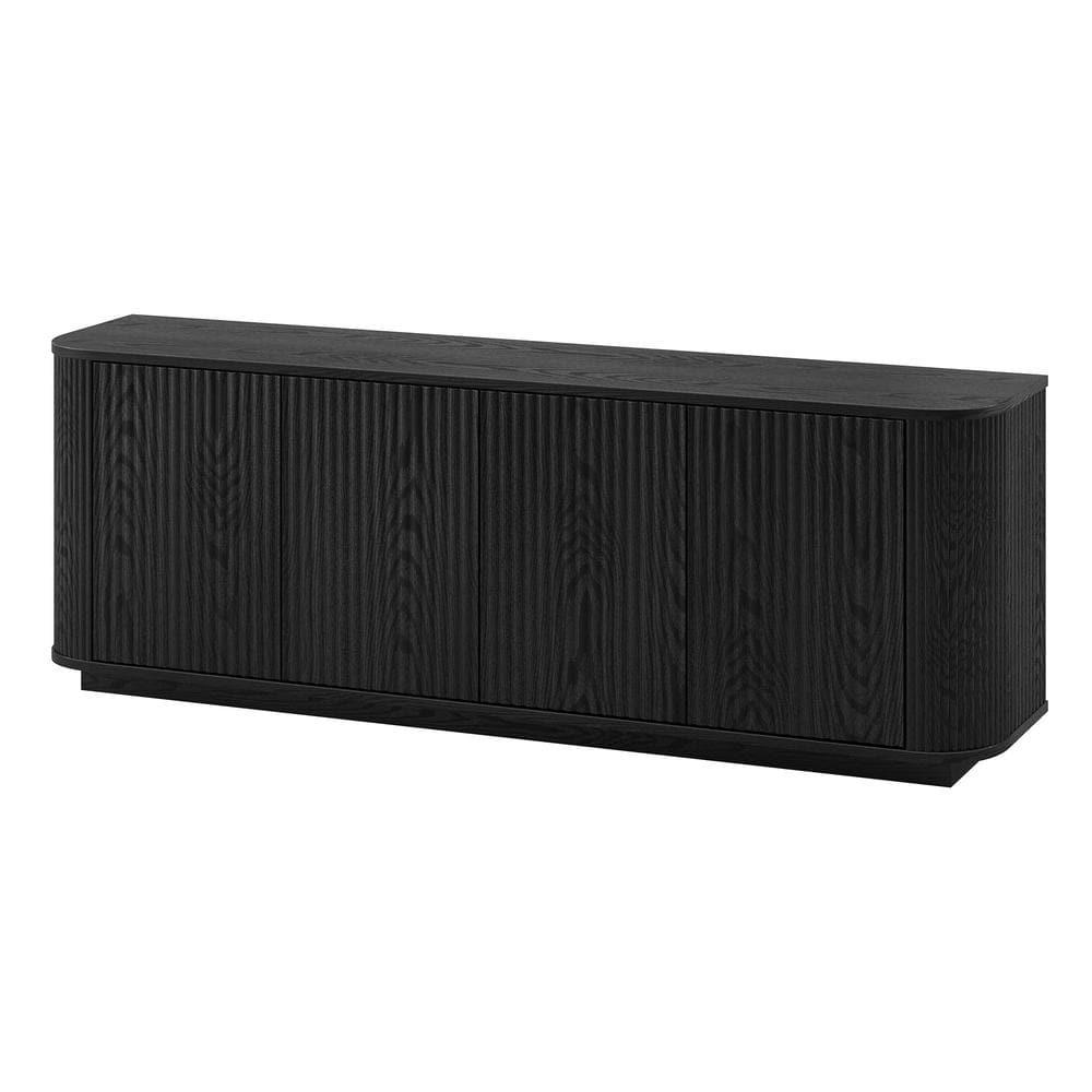 Evelyn&Zoe Canton Transitional TV Stand For TVs up to 75", Black Grain