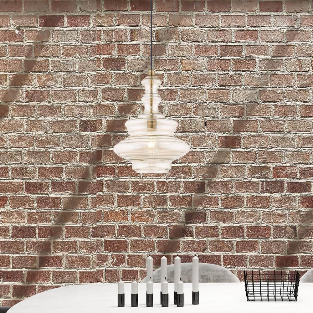 Livex Lighting Art Glass 1 - Light Pendant in  Antique Brass