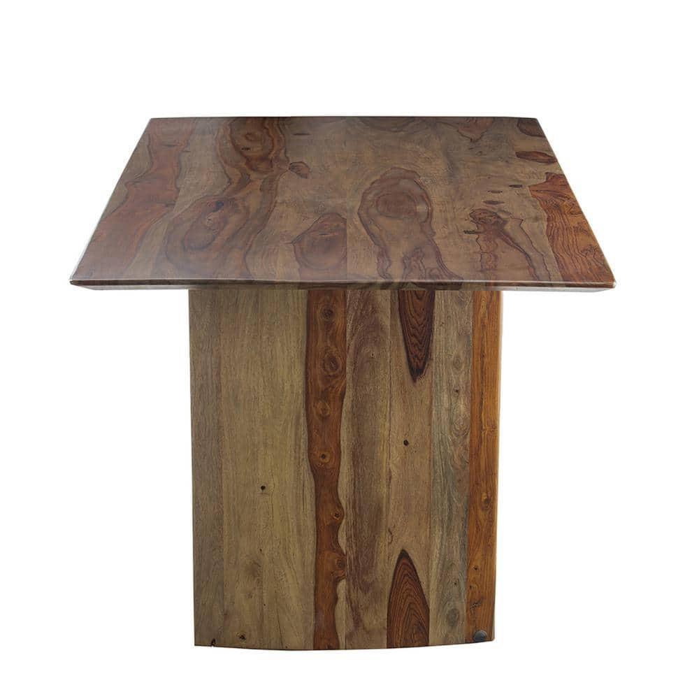 Benjara BM311983 71 in. Dice Rectangular Top Dining Table, Brown