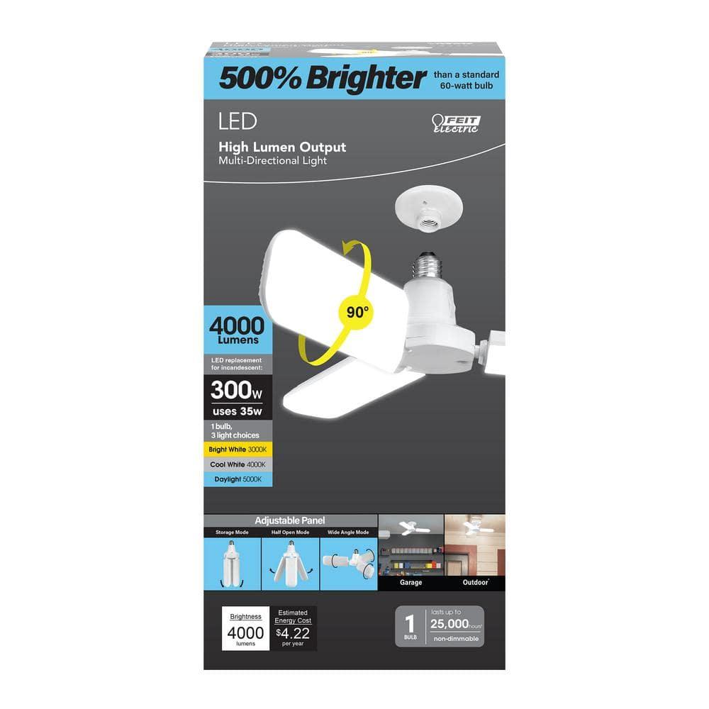 Feit Electric Wide Surface E26 (Medium) LED Garage Bulb Bright White 300 Watt Equivalence 1 pk