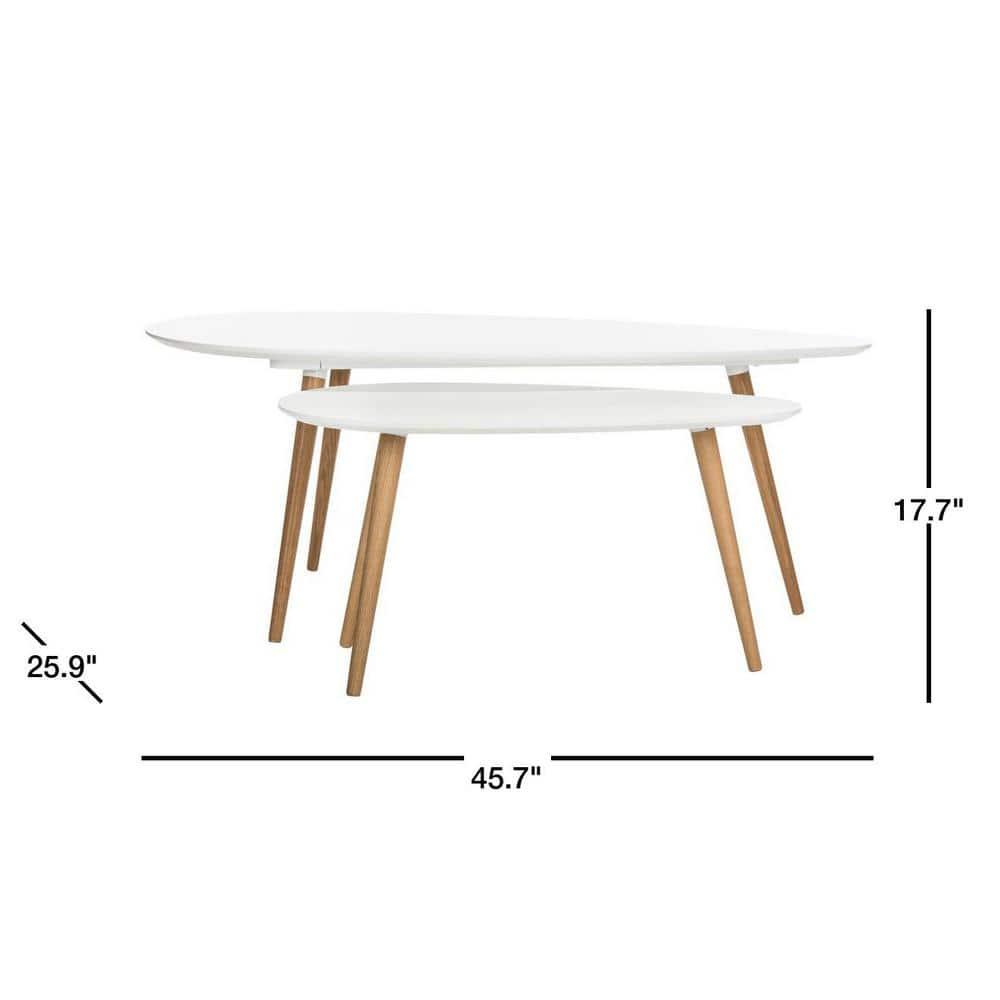 Saffron Split Coffee Table - White/Oak - Safavieh