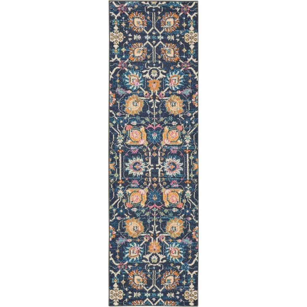 Nourison Passion Bohemian Indoor Rug Navy 2'2" x 7'6"