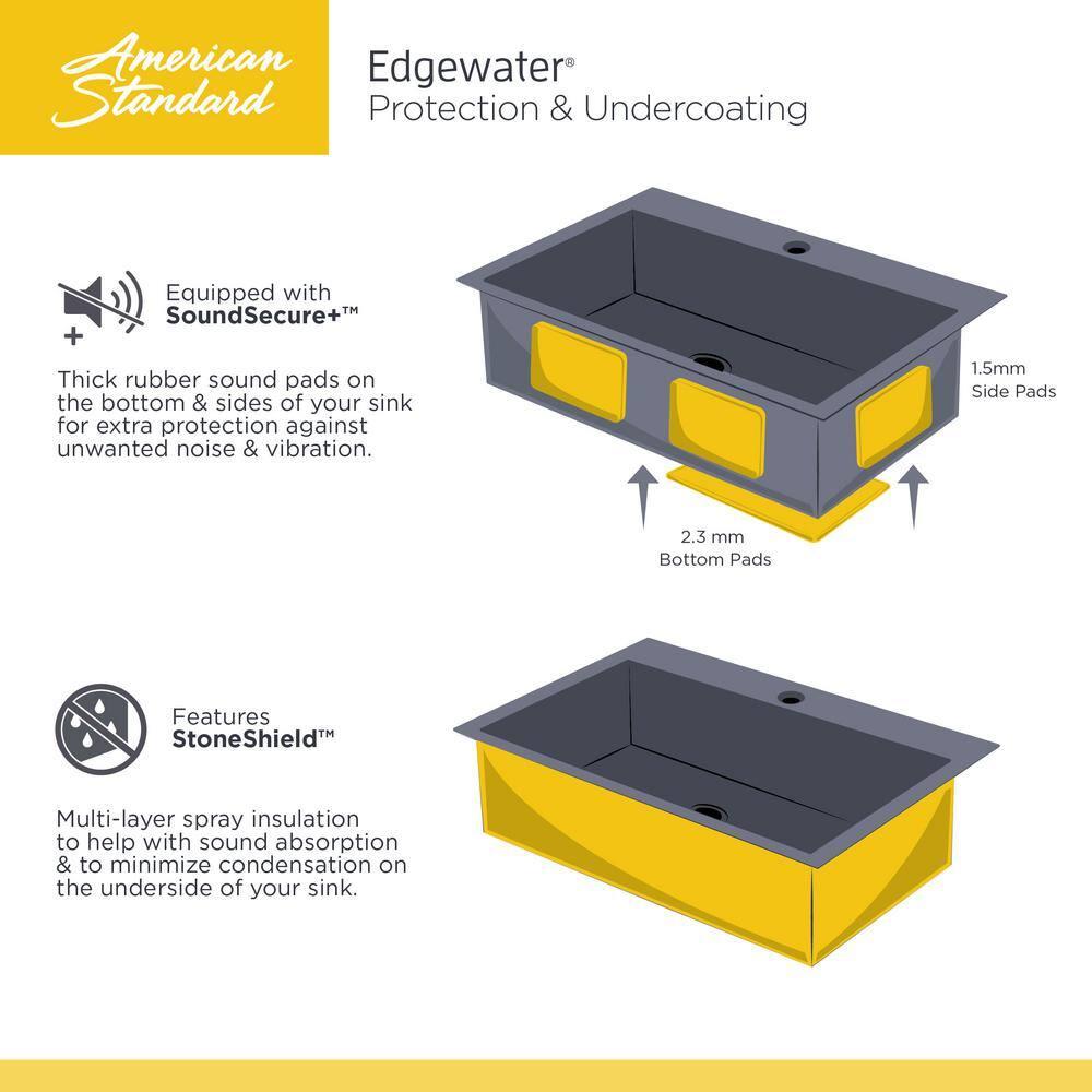 Edgewater 33'' L Undermount Double Bowl Stainless Steel Kitchen Sink