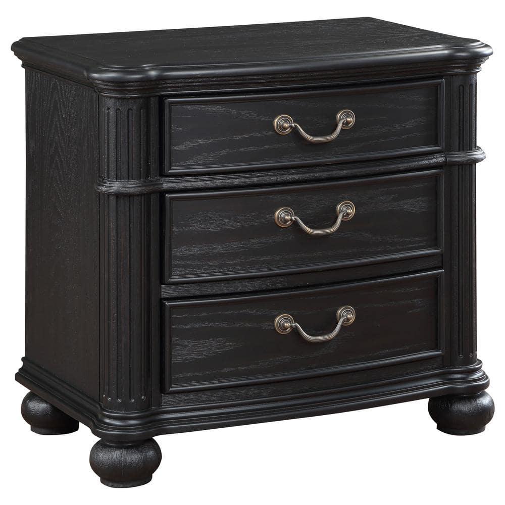 Coaster Celina Traditional 3-drawer Wood Nightstand Bedside Table Black