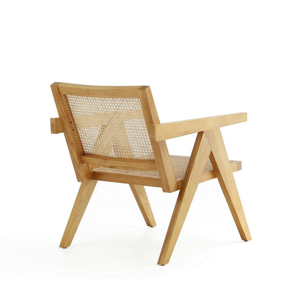 Set of 2 Hamlet Wood Accent Chairs Natural - Manhattan Comfort: Matte Finish, Ash Frame, No Assembly Required