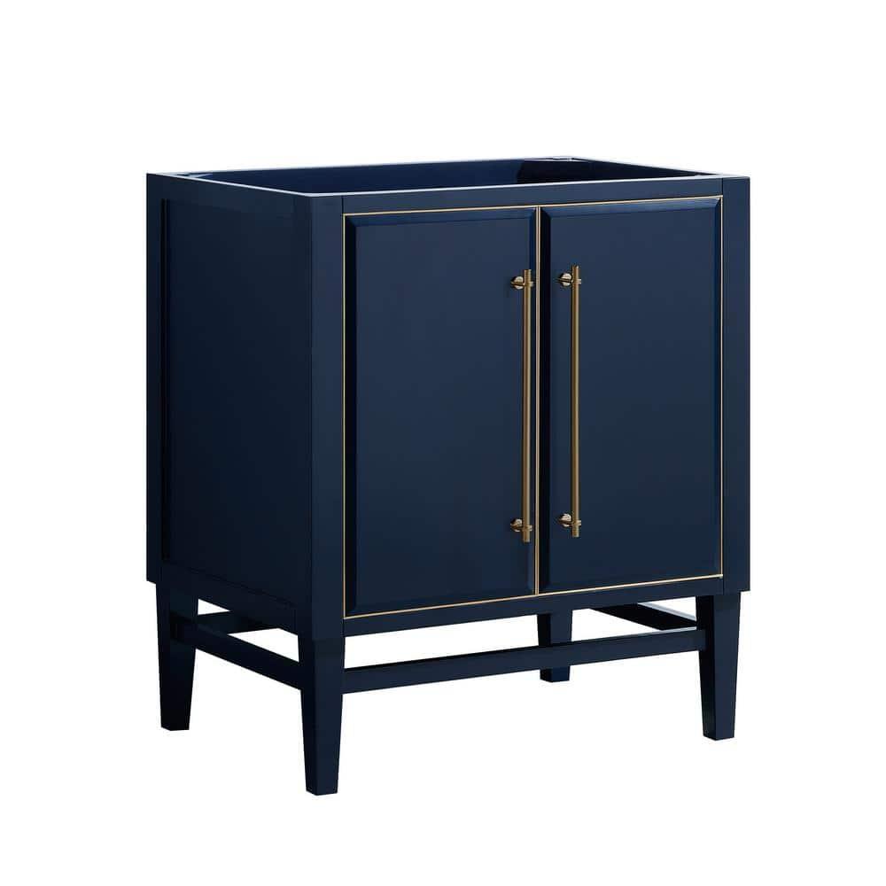 Mason 30" Navy Blue Solid Wood Vanity with Gold Trim