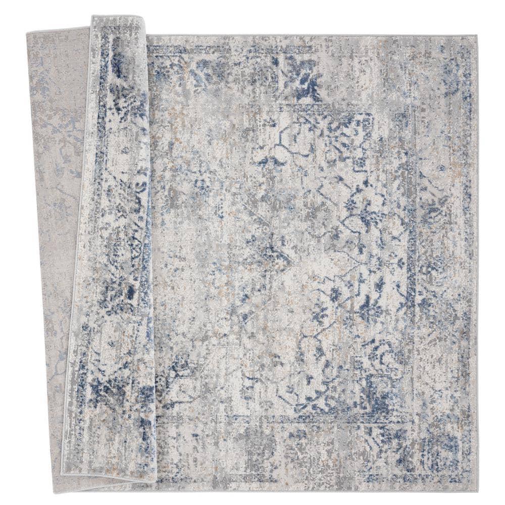 United Weavers Austin Area Rug 4540 20460 Clark Blue Bordered Scrolls 2' 7" x  7' 4" Rectangle