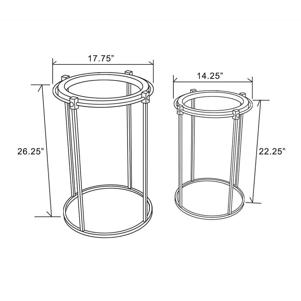 LuxenHome 2-Piece Metal and Glass Round Accent Drink Table. Brown