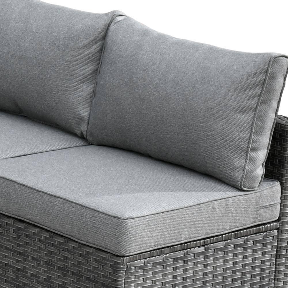 Ovios Venice 11pc Wicker Outdoor Patio Furniture Set Conversation Sofa with a Metal Fire Pit Swivel Chairs and Dark Gray Cushions
