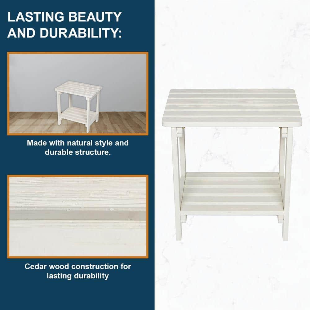 Shine Company Rectangular Traditional Wooden Indoor/Outdoor Side Table in White